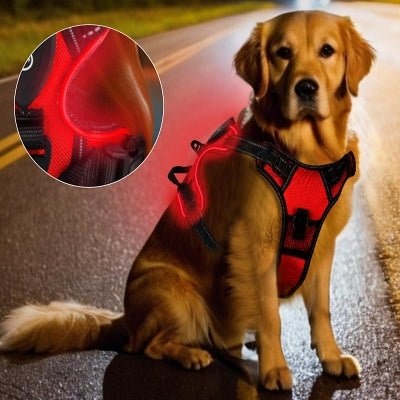 Harnais Chien - LEDDogHarnesses™ - Rouge - Le royaume du chien