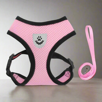 Harnais Petit Chien - DogHarnessLeadLeash™ - Rose - Le royaume du chien