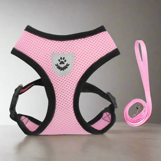 Harnais Petit Chien - DogHarnessLeadLeash™ - Rose - Le royaume du chien